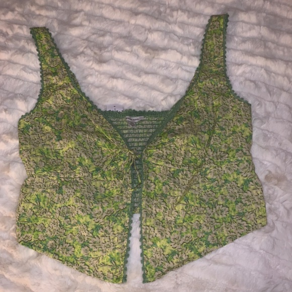 Green Tie-front corset tank top - Picture 4 of 4